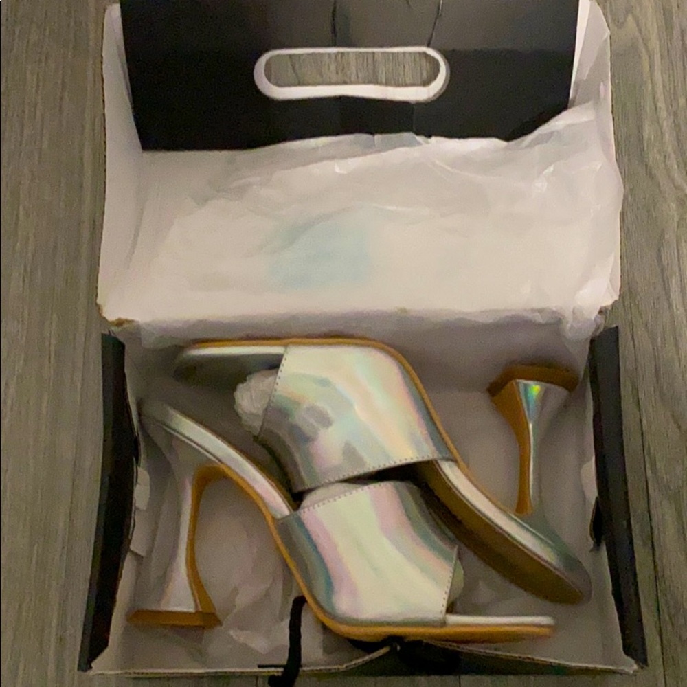 Silver heeled sandals